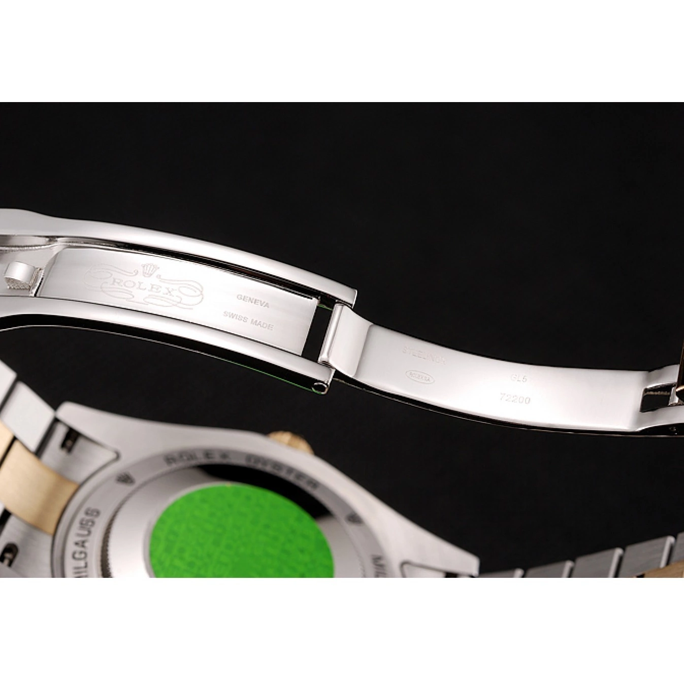 Aaa fake watches Stainless 1453975 Two Bracelet Swiss Gold Dial Steel Tone Case Day-Date Rolex Diamond Black 0806